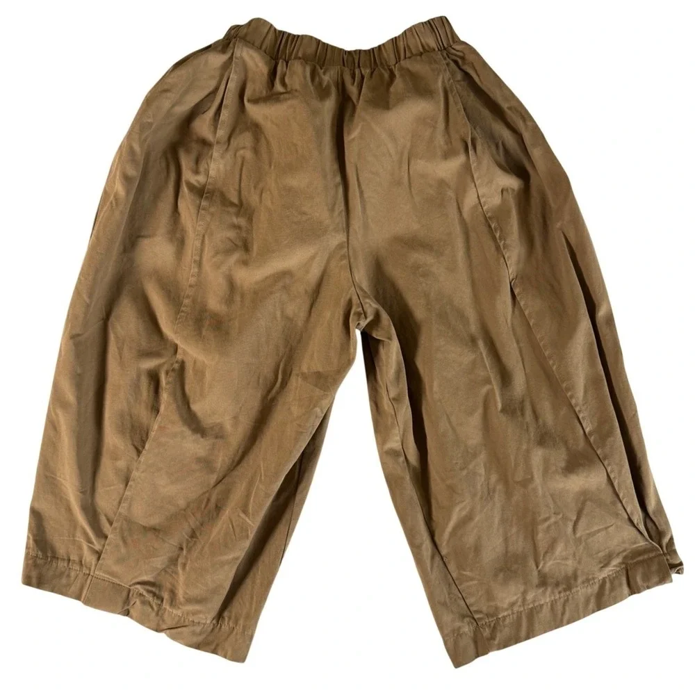 Throwing Tiny Fits Khaki Cotton Culotte Pants Wide Leg Cropped Elastic Waist M/L - Picture 5 of 8